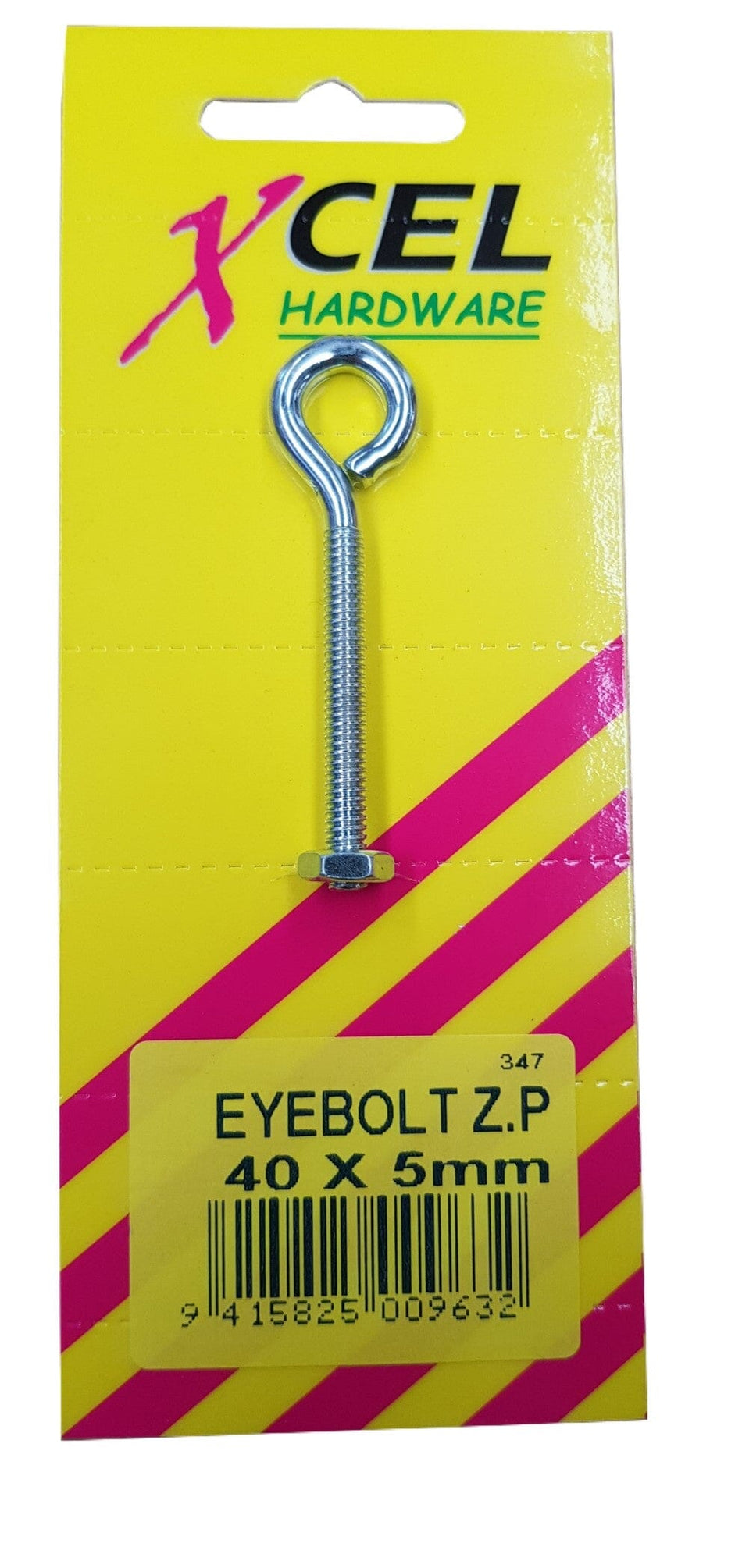 Xcel Eye Bolt & Nut ZP 40mm x 5mm Carded