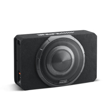 Alpine PWV-SB10 10-inch powered subwoofer with carpeted MDF enclosure