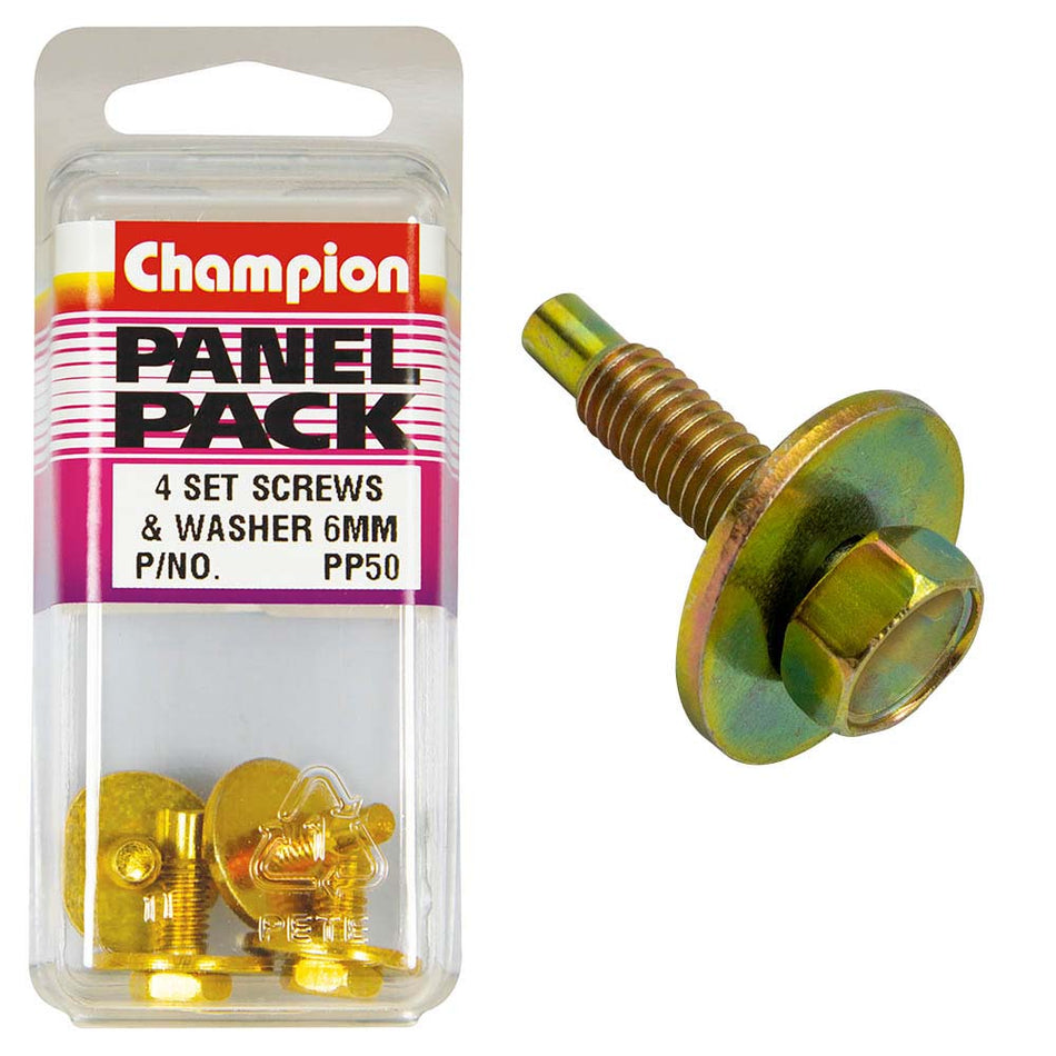 Champion M5 x 20mm HDlight Hex Bolt With Washer -4pk