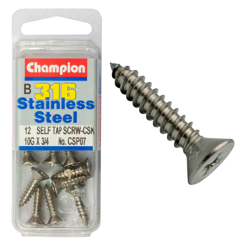 Champion 316/A4 S/Tap Set Screw - Csk 10G x 3/4in (B) | ISL