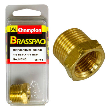 Champion brass hex reducing bush 1/2in to 1/4in inlet outlet