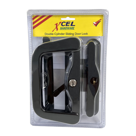 Xcel Sliding Door Lock Double Cylinder - Black | Hobeca
