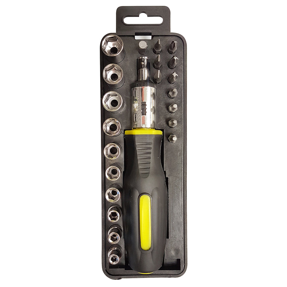 Powerbuilt 22pc Ratchet Bit Driver, Sockets and Bit Set
