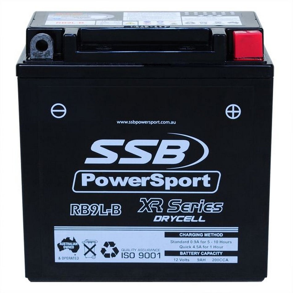 Motorcycle And Powersports Battery (Yb9l-B) Agm 12v 9ah 200cca By Ssb High Performance