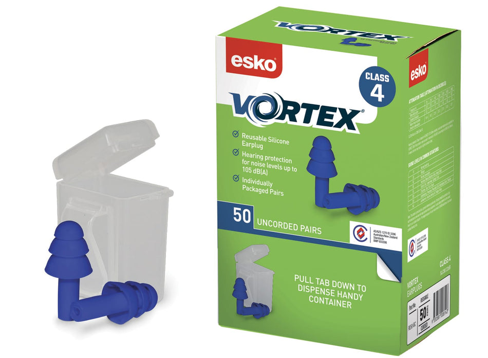 Vortex Earplugs TPR Uncorded Class 4,  50 pairs Dispenser box