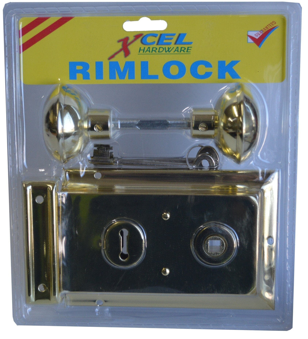 Xcel Rim Lock with Handles - Brass Plated 150mm x 100mm | Hobeca