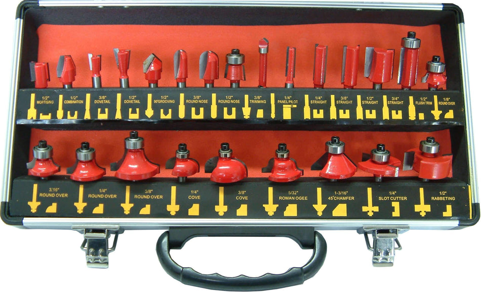 Xcel Router Bit Set In Aluminium Case 1/4"Shank 24-pce