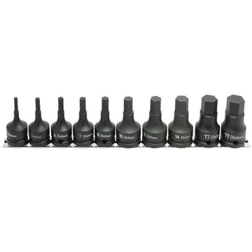 Koken RS14012M/10 impact inhex socket set on rail, 10 pieces, 1/2 inch drive, 4–19mm