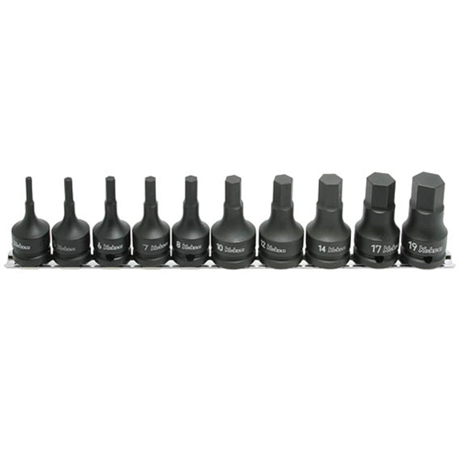 Koken RS14012M/10-L60 Impact Inhex Socket Set On Rail 10pc 1/2"Dr 4-19mm | Hobeca