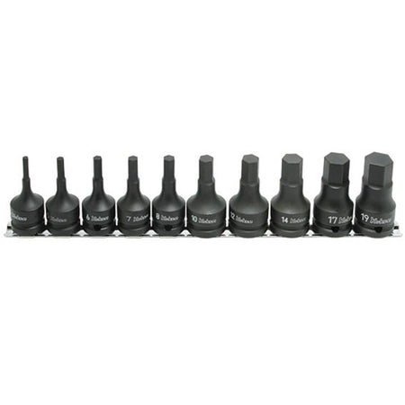 Koken RS14012M/10-L60 Impact Inhex Socket Set On Rail 10pc 1/2"Dr 4-19mm | Hobeca