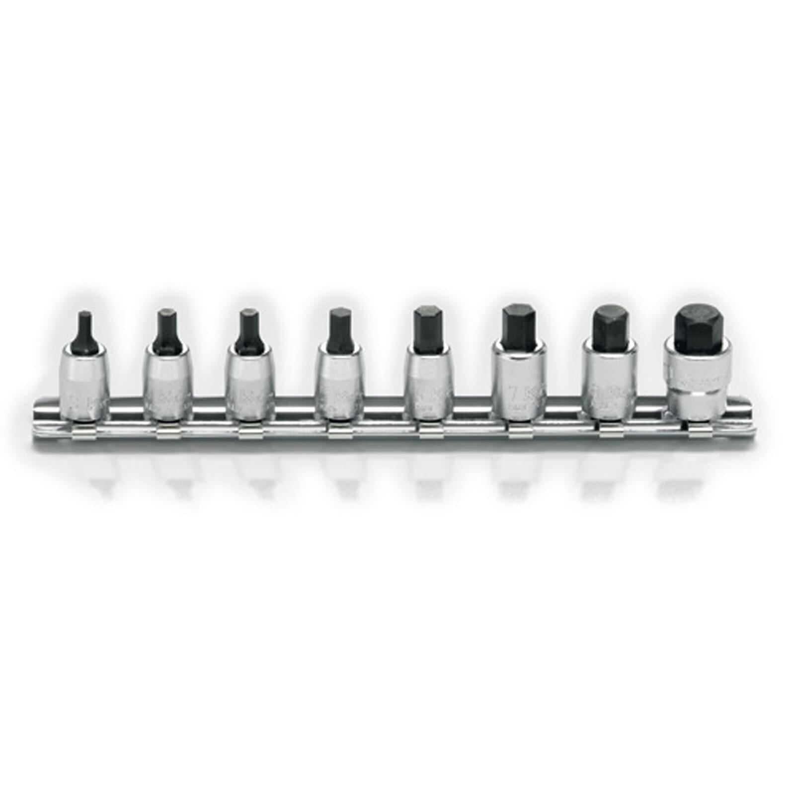 Koken RS2010A-25 Inhex Socket Set On Rail 8pc 1/4"Dr 1/8-3/8" | Hobeca