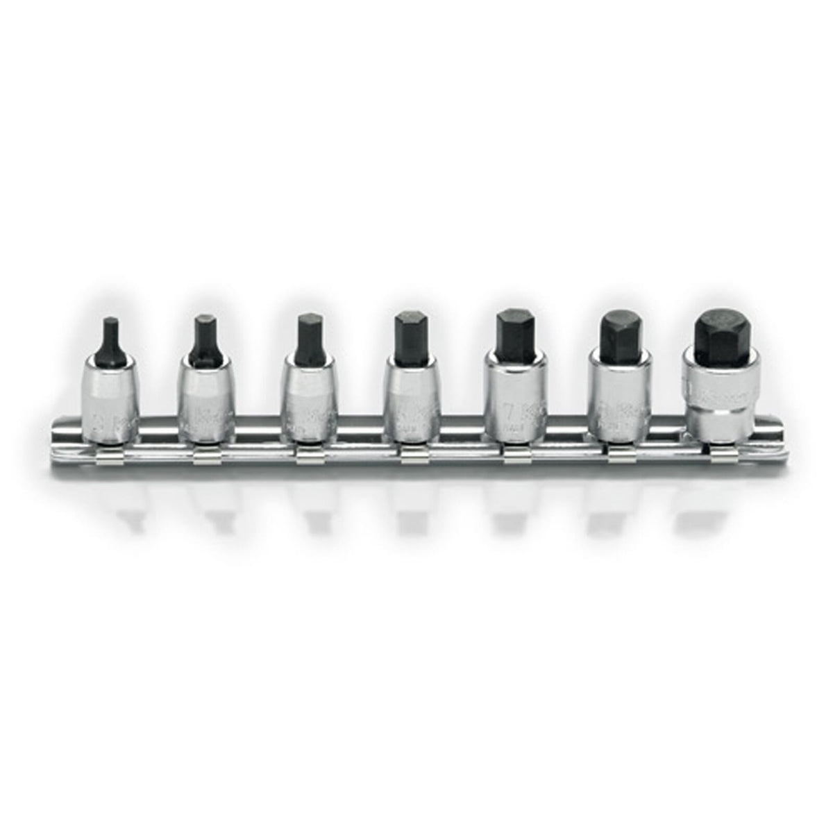 Koken RS2010M-25 Inhex Socket Set On Rail 7pc 1/4"Dr 3-10mm | Hobeca