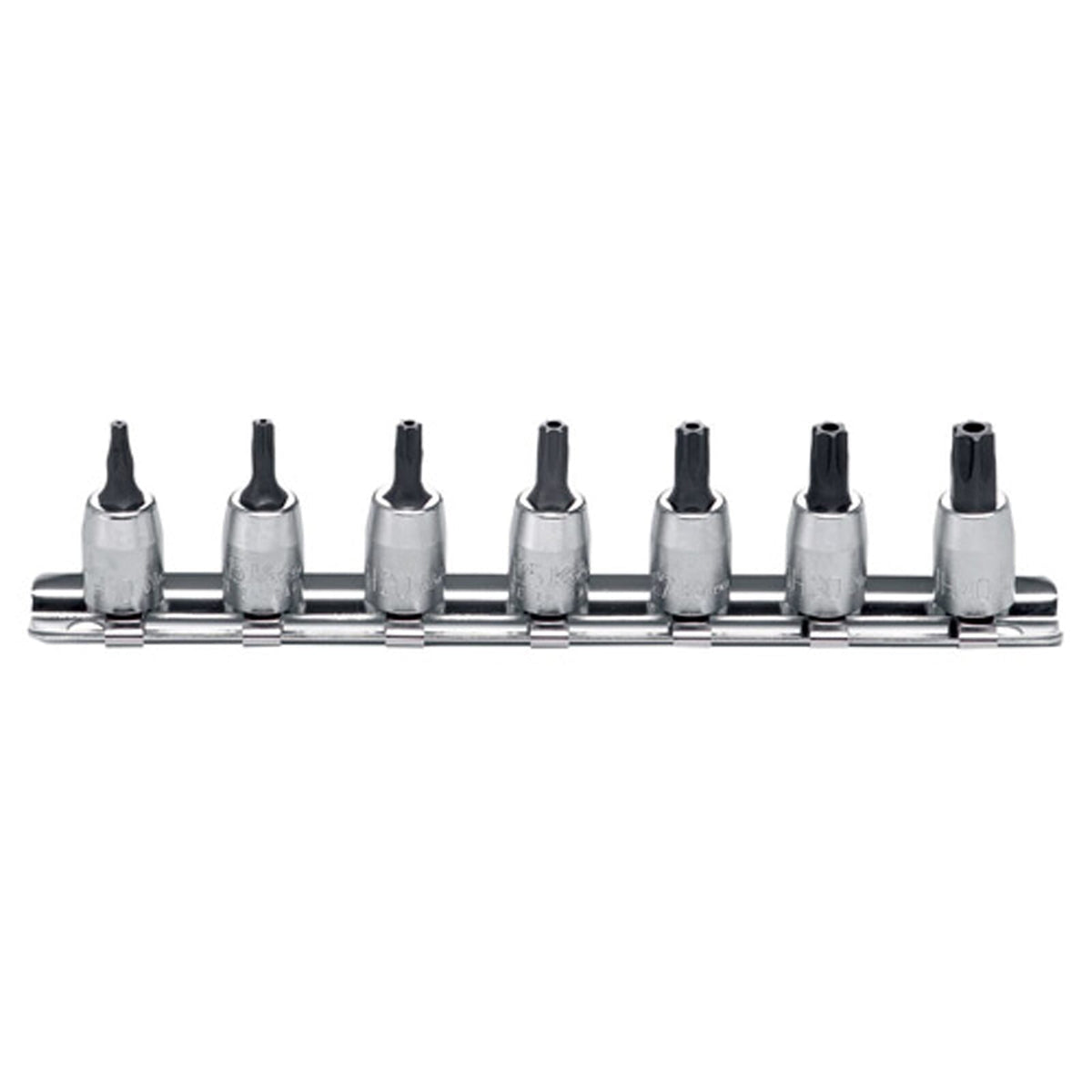 Koken RS2025 Tamper Plus Socket Set wit Hole On Rail 7pc 1/4"Dr 101PR-401PR | Hobeca