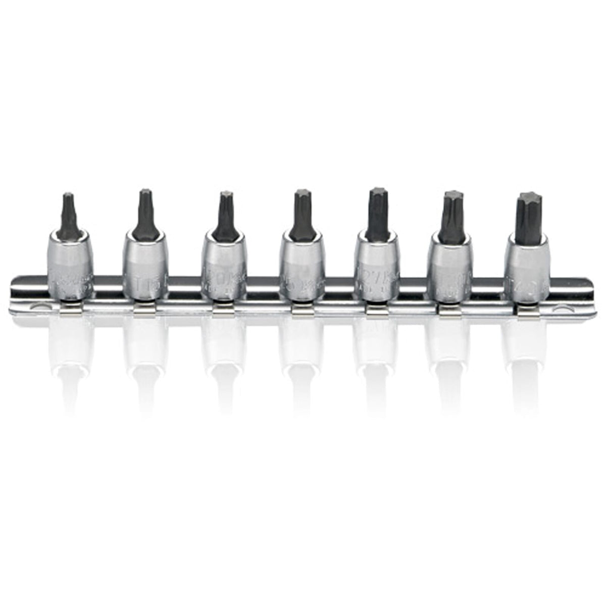 Koken RS2025 Torx Socket Set On Rail 7pc 1/4"Dr T10-T40 | Hobeca