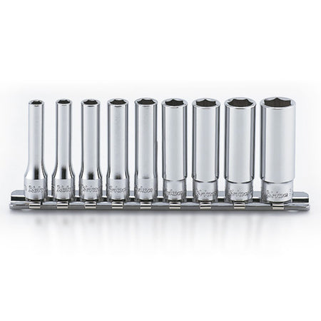 Koken RS2300A Deep Socket Set On Rail 6pt 9pc 1/4"Dr 3/16-1/2" | Hobeca
