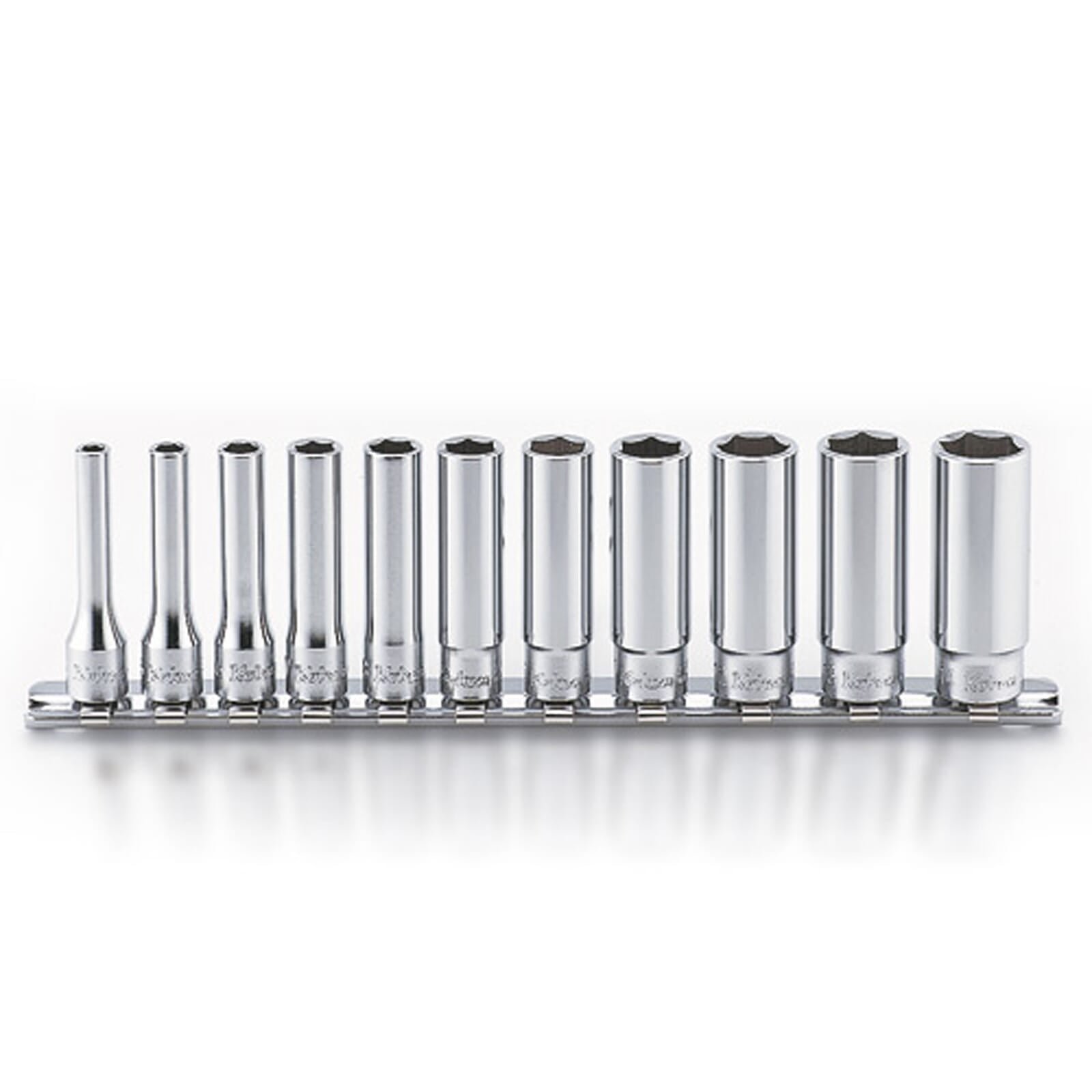 Koken RS2300M Deep Socket Set On Rail 6pt 11pc 1/4"Dr 4-14mm | Hobeca