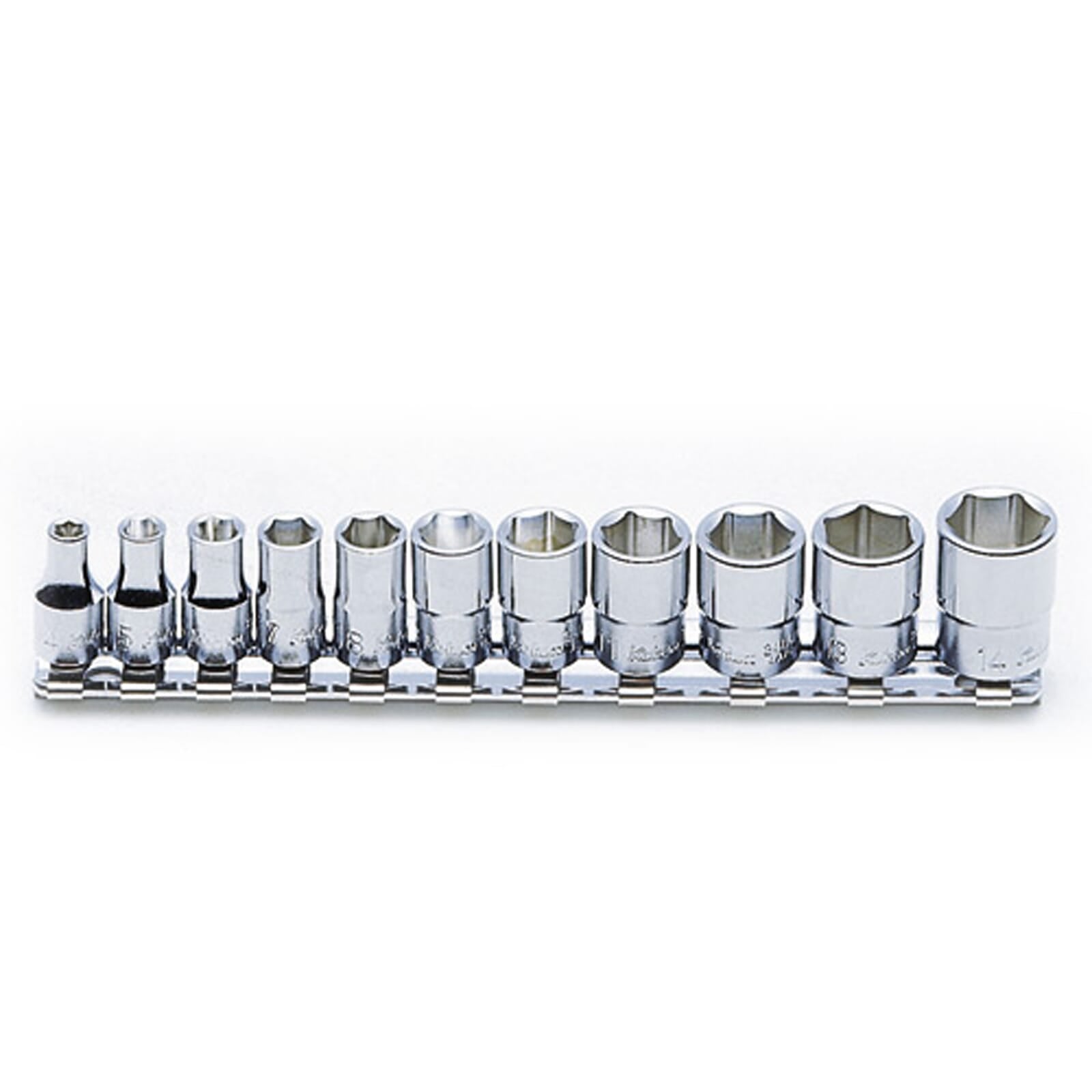 Koken RS2400M Socket Set On Rail 6pt 11pc 1/4"Dr 4-14mm | Hobeca