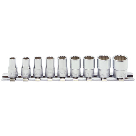 Koken RS2405A Socket Set On Rail 12pt 9pc 1/4" Dr 3/16-1/2" | Hobeca