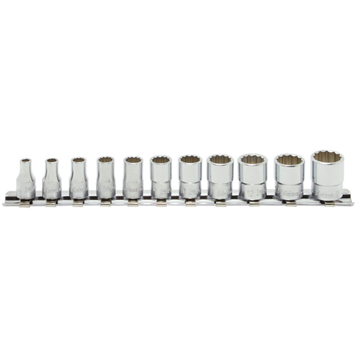 Koken RS2405M Socket Set On Rail 12pt 11pc 1/4"Dr 4-14mm | Hobeca