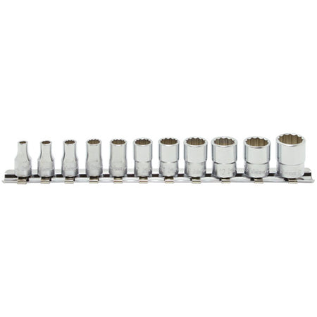 Koken RS2405M Socket Set On Rail 12pt 11pc 1/4"Dr 4-14mm | Hobeca