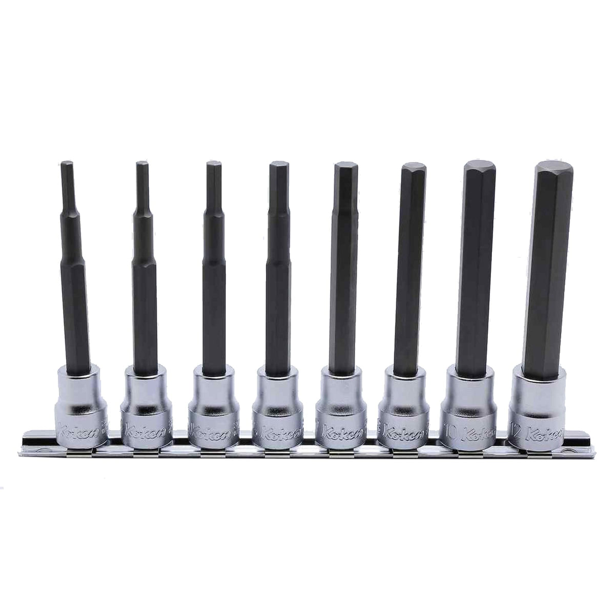 Koken RS3010M-62 Inhex Bit Socket Set On Rail 8pc 3/8"Dr 3-12mm | Hobeca