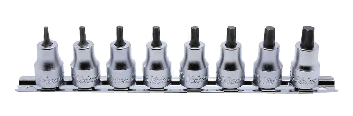Koken RS3025 Torx Bit Socket Set On Rail 8pc 3/8"Dr T10-T45 | Hobeca