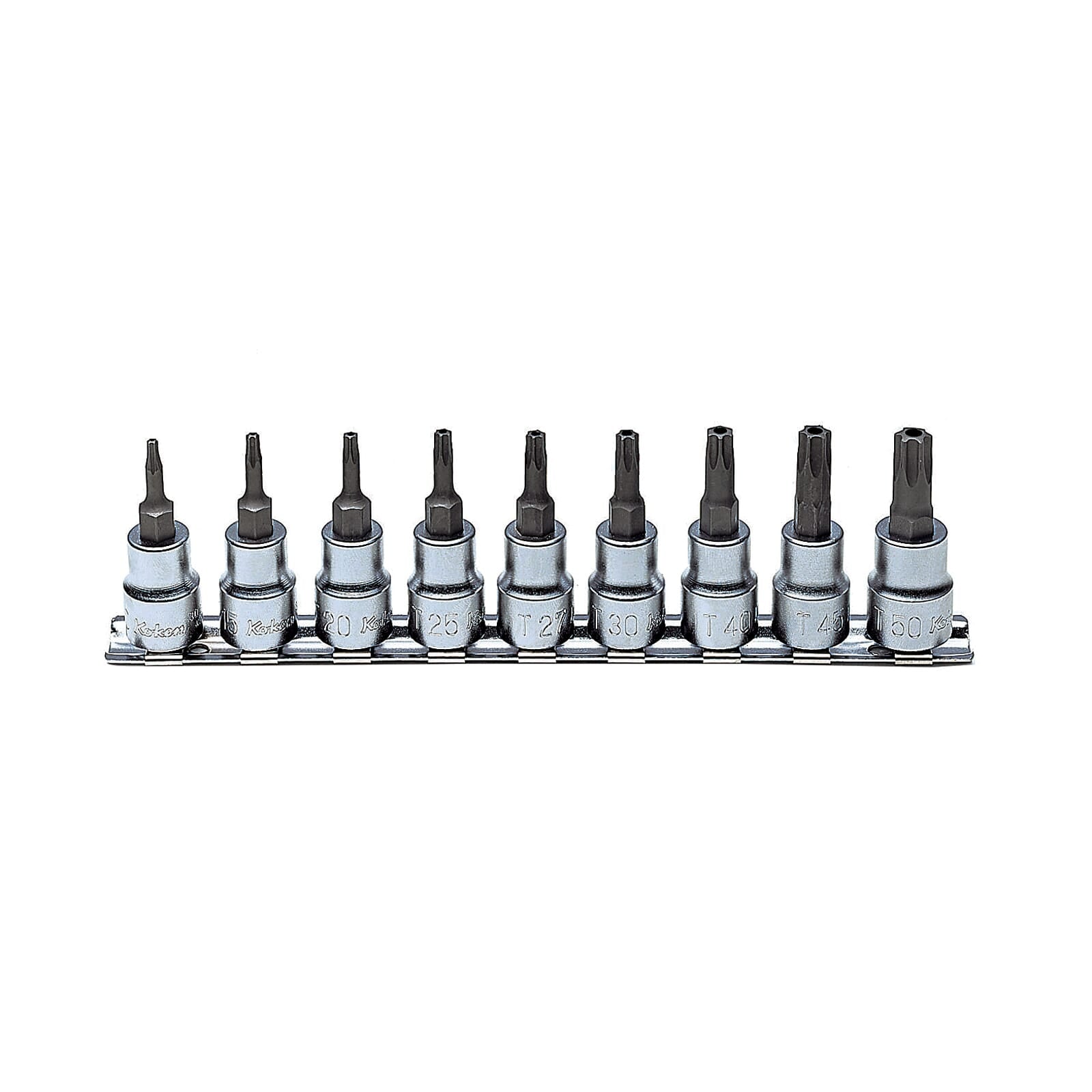 Koken RS3025-PR Penta-Lobe Bit Socket 5 Point with hole on Rail 9pc 3/8"Dr 10PR-50PR | Hobeca