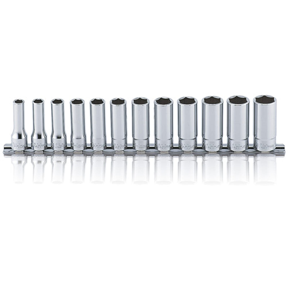 Koken RS3300M Deep Socket Set On Rail 6pt 12pc 3/8"Dr 8-19mm | Hobeca