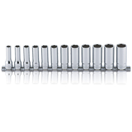 Koken RS3300M Deep Socket Set On Rail 6pt 12pc 3/8"Dr 8-19mm | Hobeca