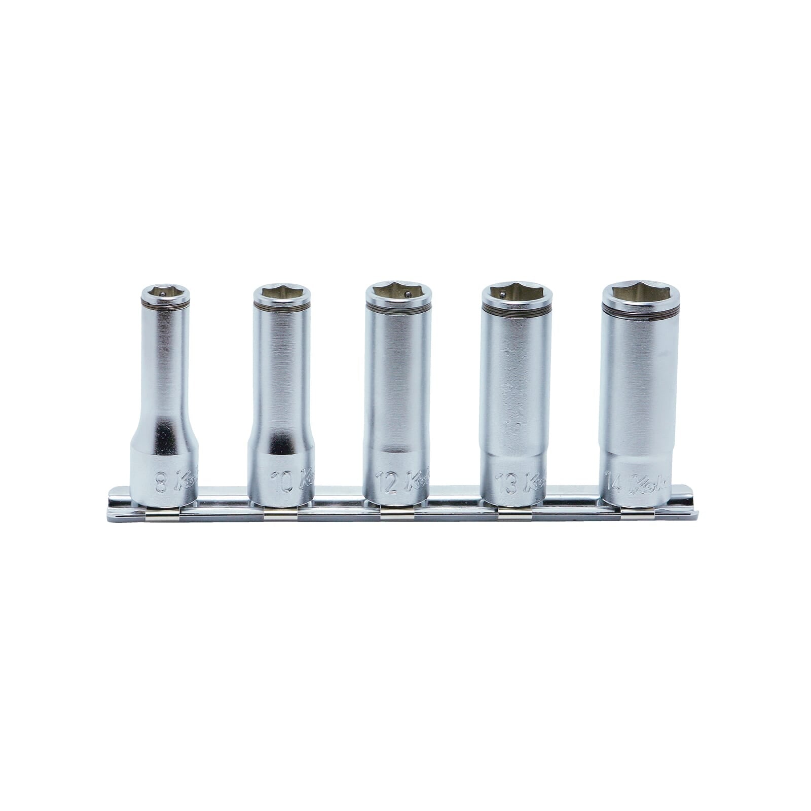 Koken 3/8" Dr Nut Grip Socket Set On Rail - 5pc 8-14mm | Hobeca