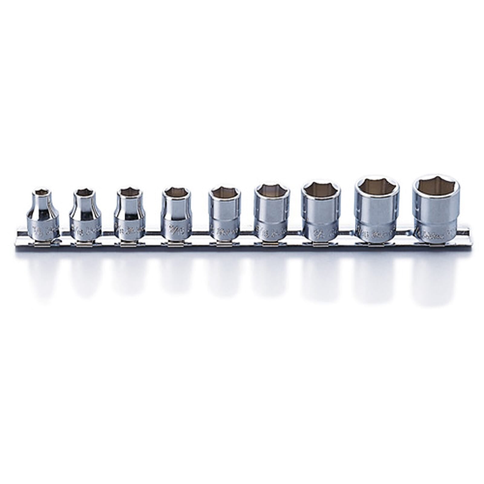 Koken RS3400A Socket Set On Rail 6pt 9pc 3/8" Dr 1/4-3/4" | Hobeca
