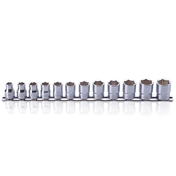 Koken RS3400M 12-piece 3/8 inch drive socket set with 6-point sockets on rail