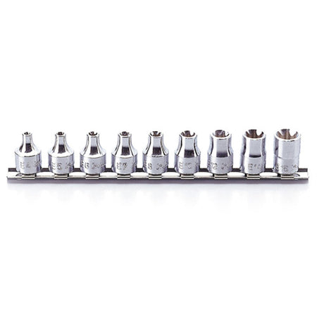 Koken RS3425 Internal Torx Socket Set On Rail 9pc 3/8"Dr E4-E16 | Hobeca