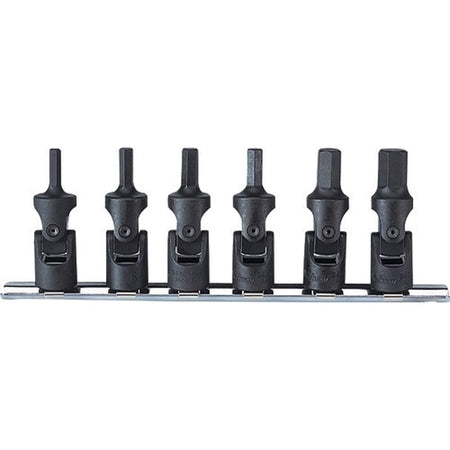 Koken RS3430M/6 Universal Socket Set On Rail 6pc 3/8"Dr 5-12mm | Hobeca