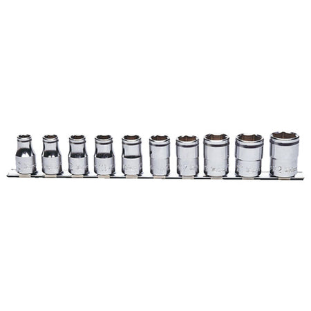 Koken 3/8" Dr Nut Grip Socket Set On Rail - 10pc 10-22mm | Hobeca