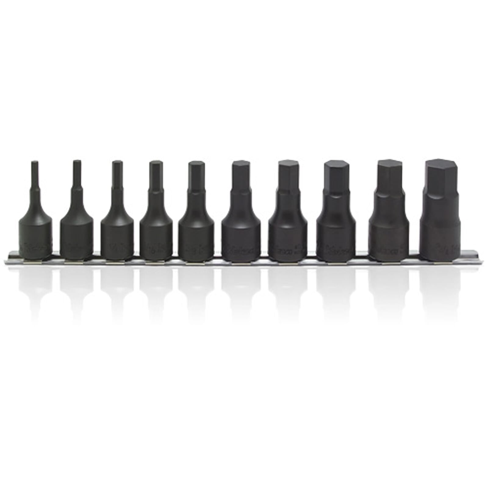 Koken RS4012A Hex Socket Set On Rail 10pc 1/2"Dr 3/16 - 3/4" | Hobeca