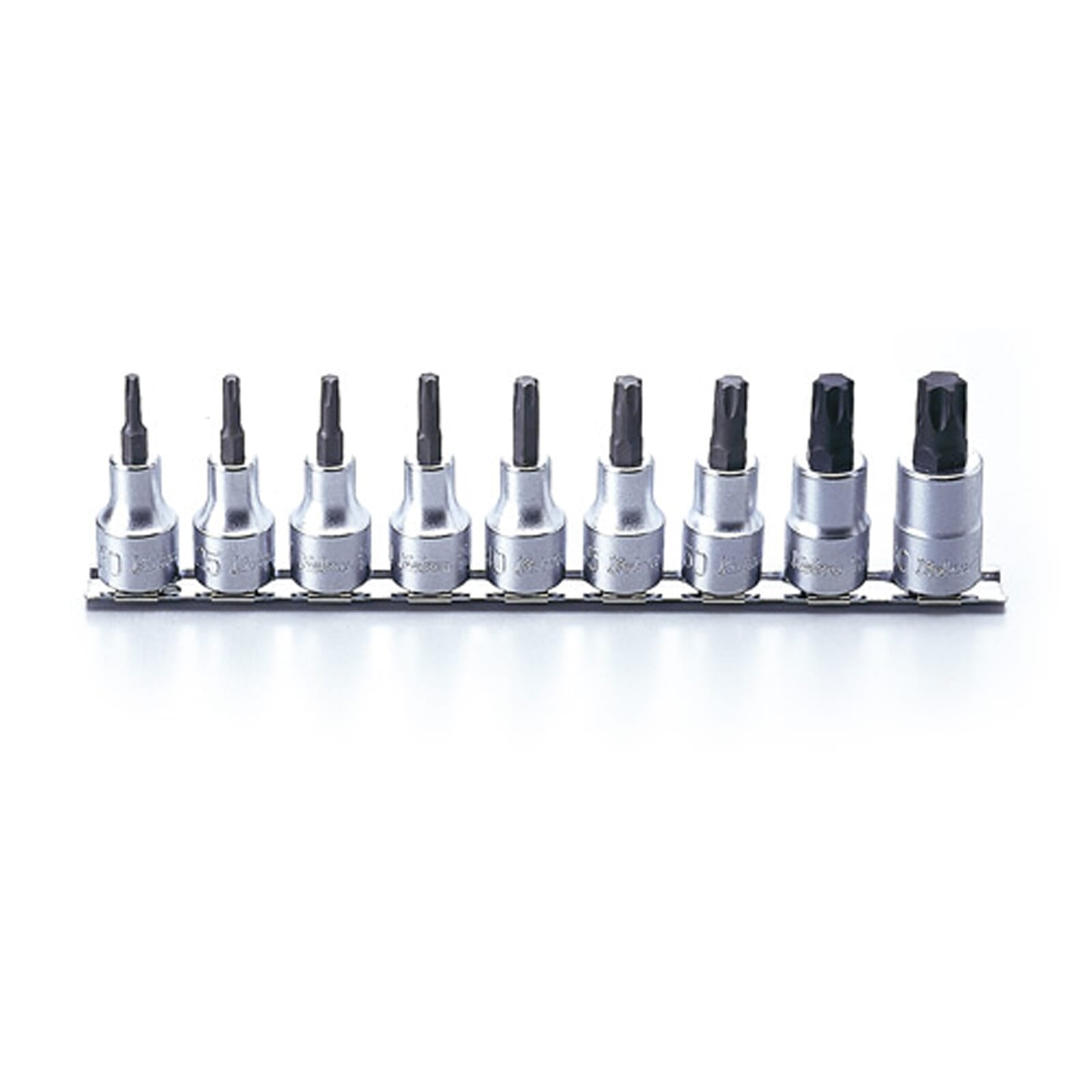Koken RS4025 Torx Socket Set On Rail 9pc 1/2"Dr T20-T60 | Hobeca