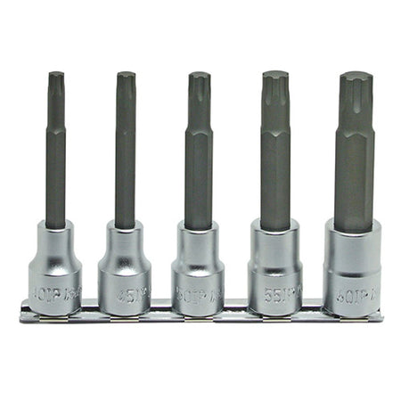 Koken RS4025/5IP Torx Plus Bit Socket Set on Rail 5pc 1/2"Dr 40IP-60IP 100mm | Hobeca