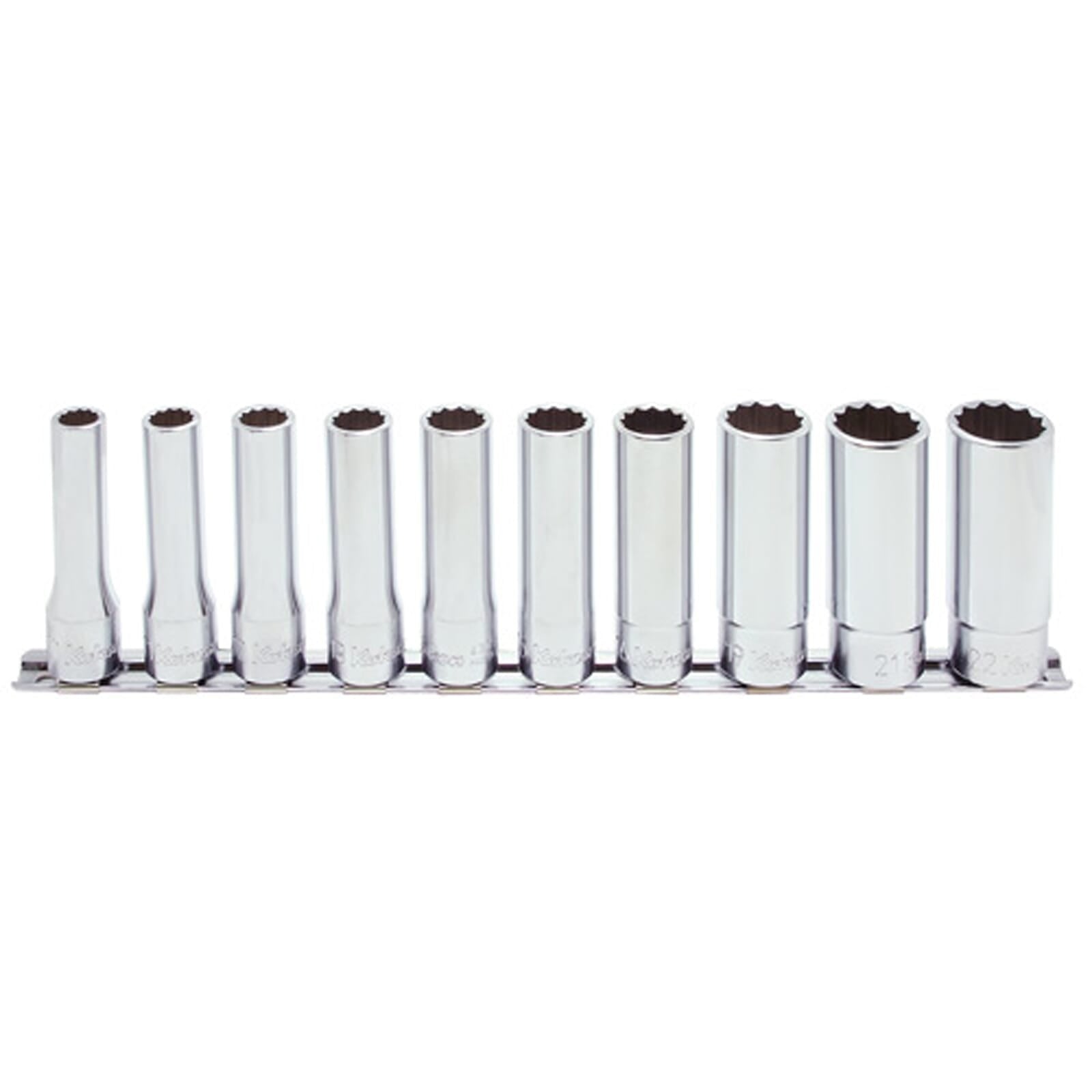 Koken RS4305M Deep Socket Set On Rail 12pt 10pc 1/2 "Dr 10-22mm | Hobeca