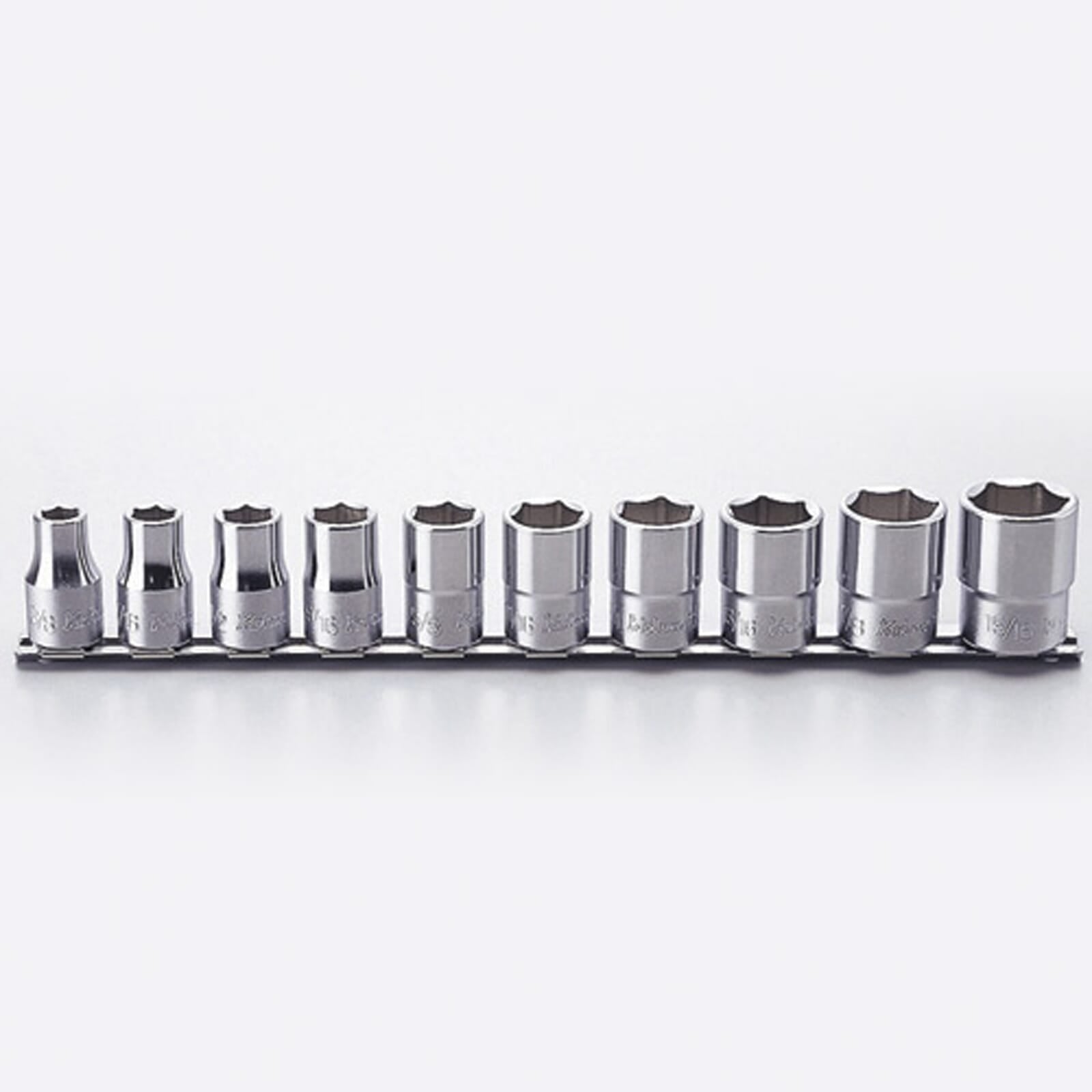 Koken RS4400A Socket Set On Rail 6pt 10pc 1/2 Dr 3/8-15/16" | Hobeca