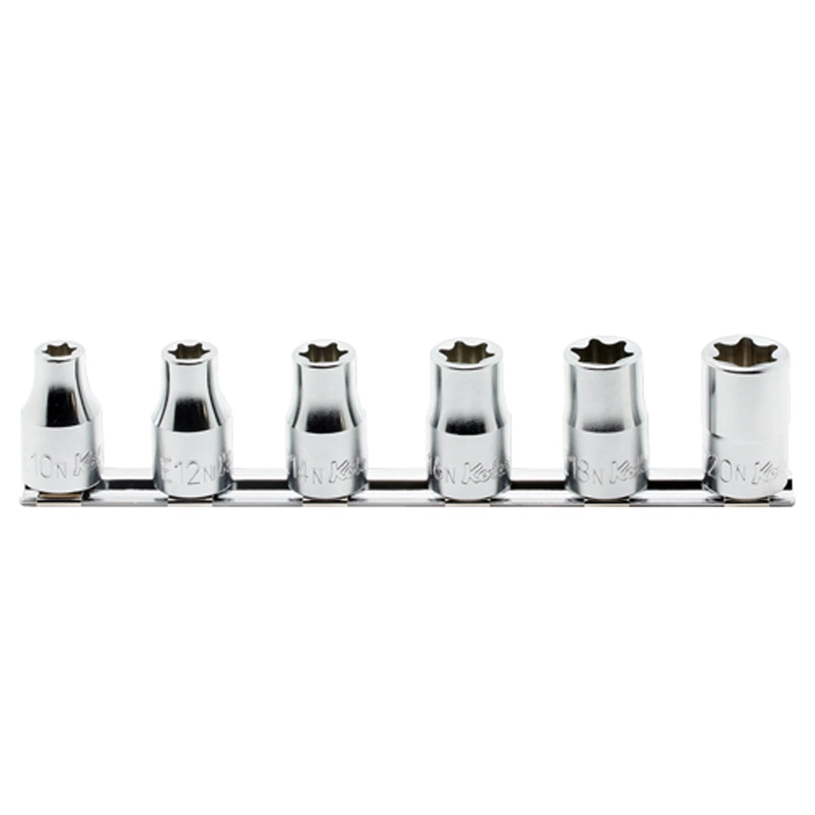 Koken RS4425/6-N Internal Torx Socket Set On Rail 6pc 1/2"Dr E10N - E20N | Hobeca