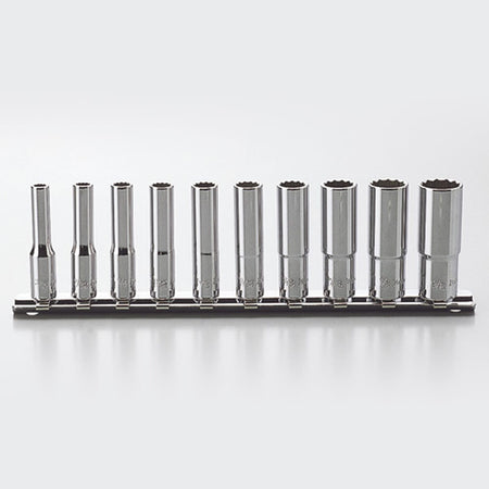 Koken RSAS2305A Deep Socket Set AS954E On Rail 12pt 10pc 1/4"Dr 3/16-9/16" | Hobeca