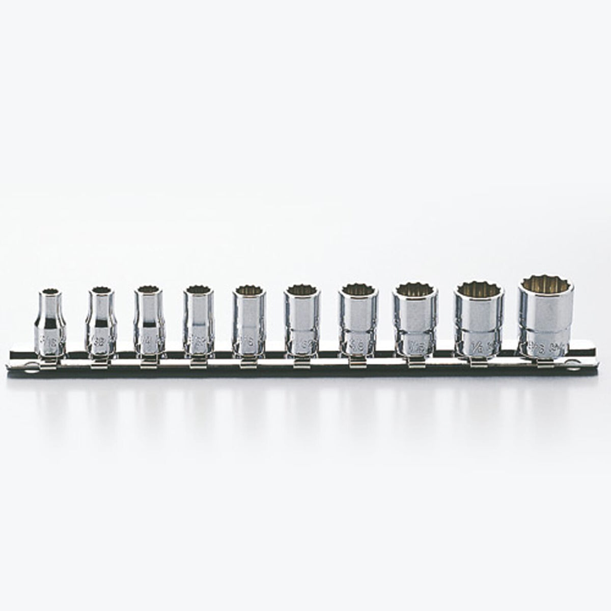 Koken RSAS2405A Socket Set AS954E On Rail 12pt 10pc 1/4"Dr 3/16-9/16" | Hobeca