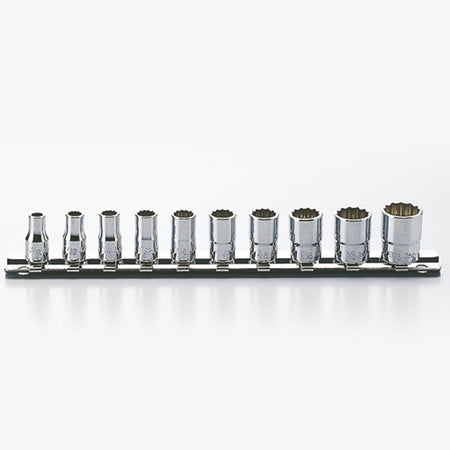 Koken RSAS2405A Socket Set AS954E On Rail 12pt 10pc 1/4"Dr 3/16-9/16" | Hobeca