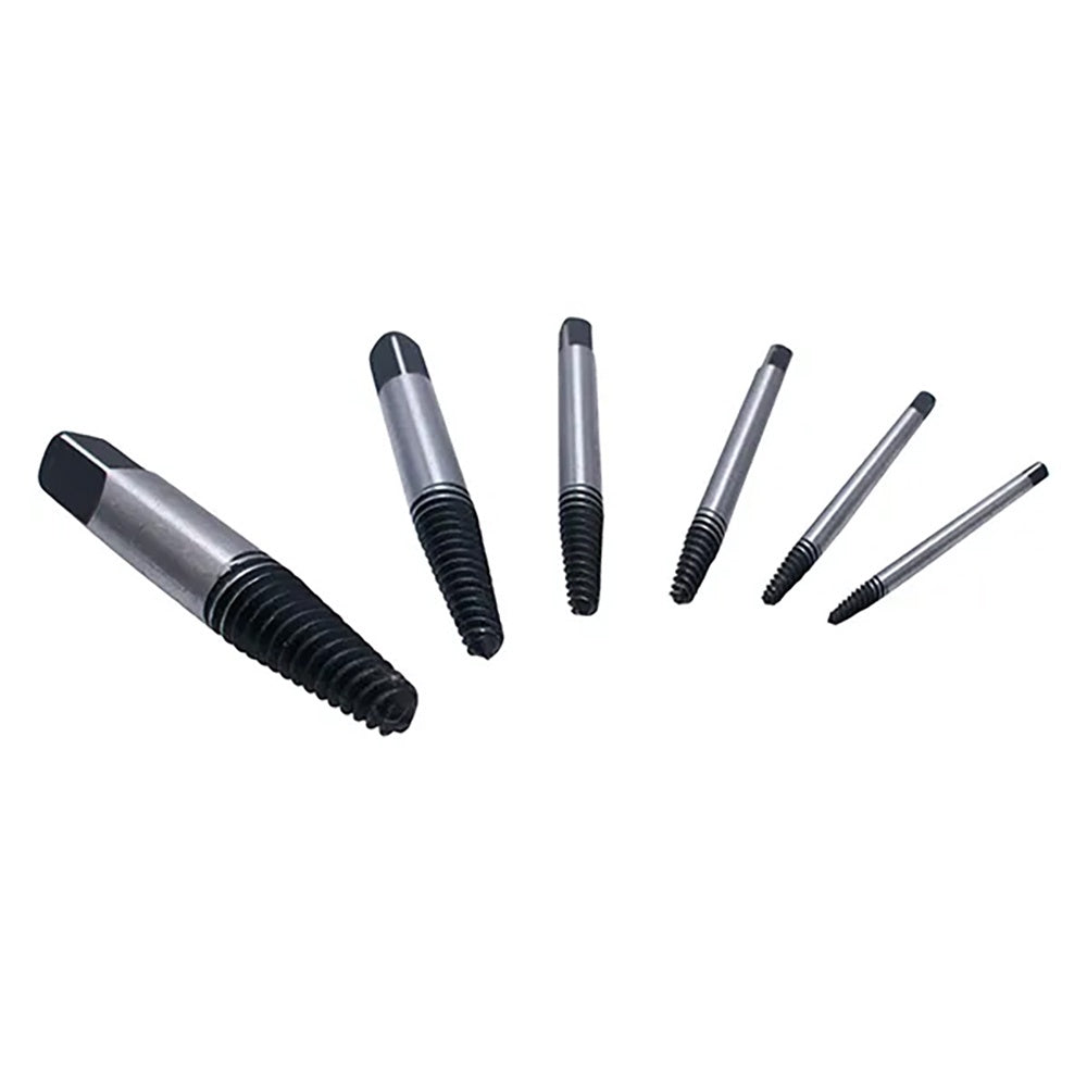 Rytool 6pc spiral screw extractor set with six extractors in graduated sizes