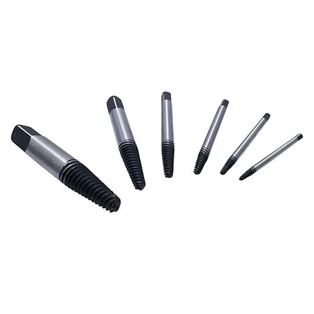 Rytool 6pc spiral screw extractor set with six extractors in graduated sizes