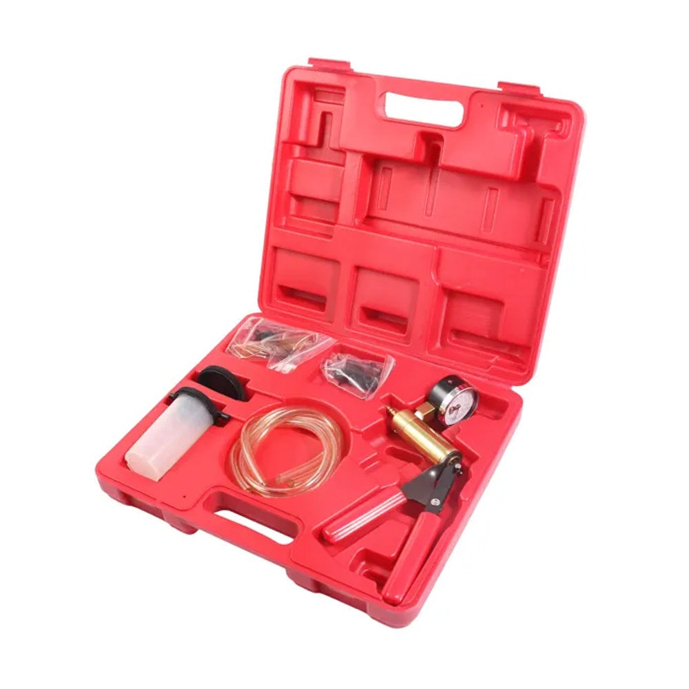 Rytool hand-operated vacuum pump and brake bleeder kit with diecast body and analogue gauge
