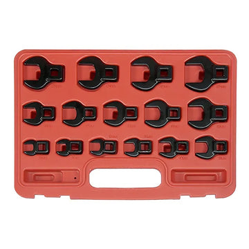 Rytool 15-piece 3/8 inch drive metric crowsfoot wrench set laid out