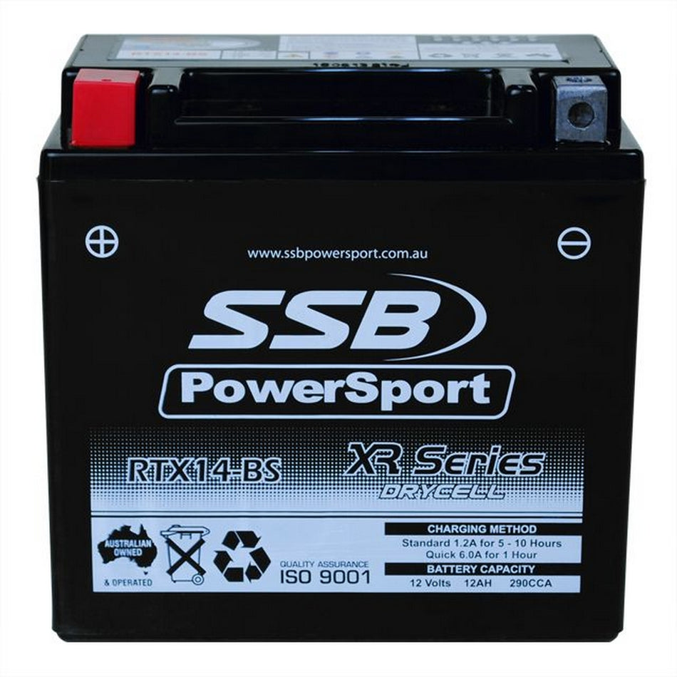 Motorcycle And Powersports Battery (Ytx14-Bs) Agm 12v 12ah 290cca Ssb High Performance