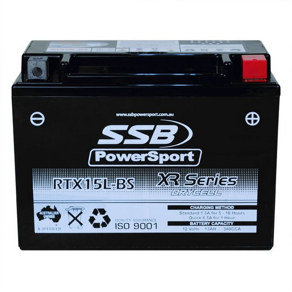 Motorcycle And Powersports Battery (Ytx15l-Bs) Agm 12v 13ah 340cca By Ssb High Performance